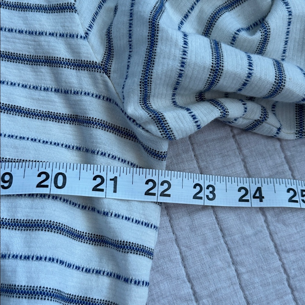 Madewell Jacquard cream blue cotton blend boxy Stripe Pocket Tee L - Picture 6 of 12